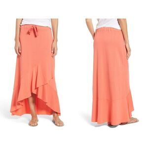 Caslon High/Low Cotton Utility Tiered Coral Skirt